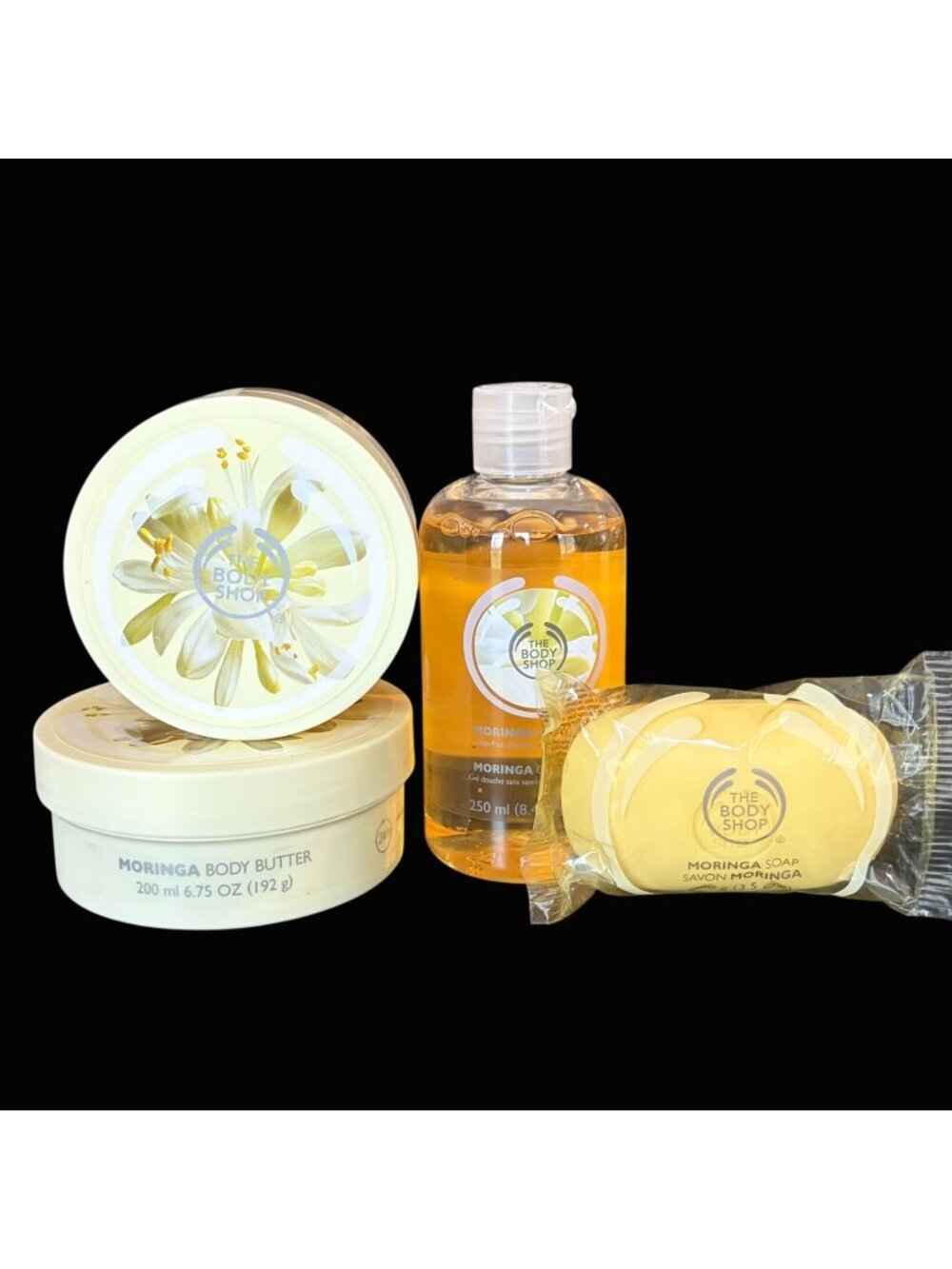 The Body Shop Moringa Body Butter Scrub Shower Gel Soap Lot Discontinued NEW